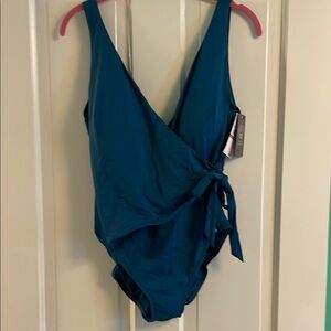 NWT Vince Camuto Teal Wrap One-Piece Swimsuit